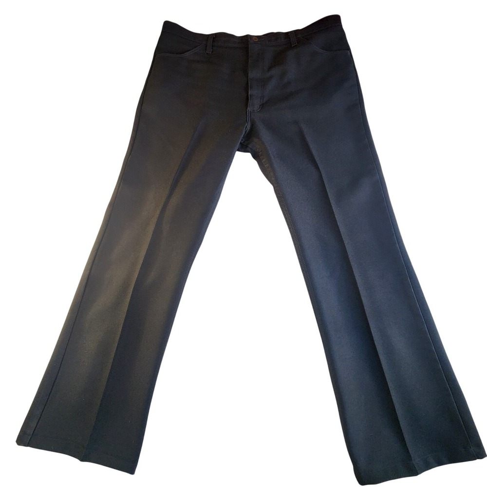 WRANGLER Wrancher Pants Mens 42x30 Black Rockabilly Cowboy Boot Cut Rodeo VTG